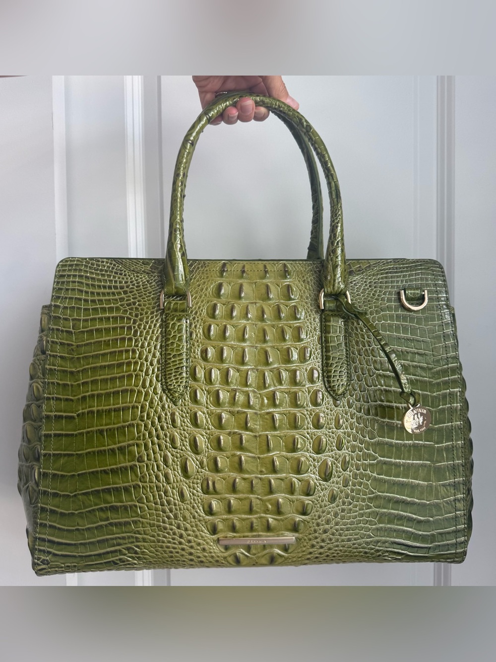 Brahmin Finley Carryall Olive Green Melbourne Leather